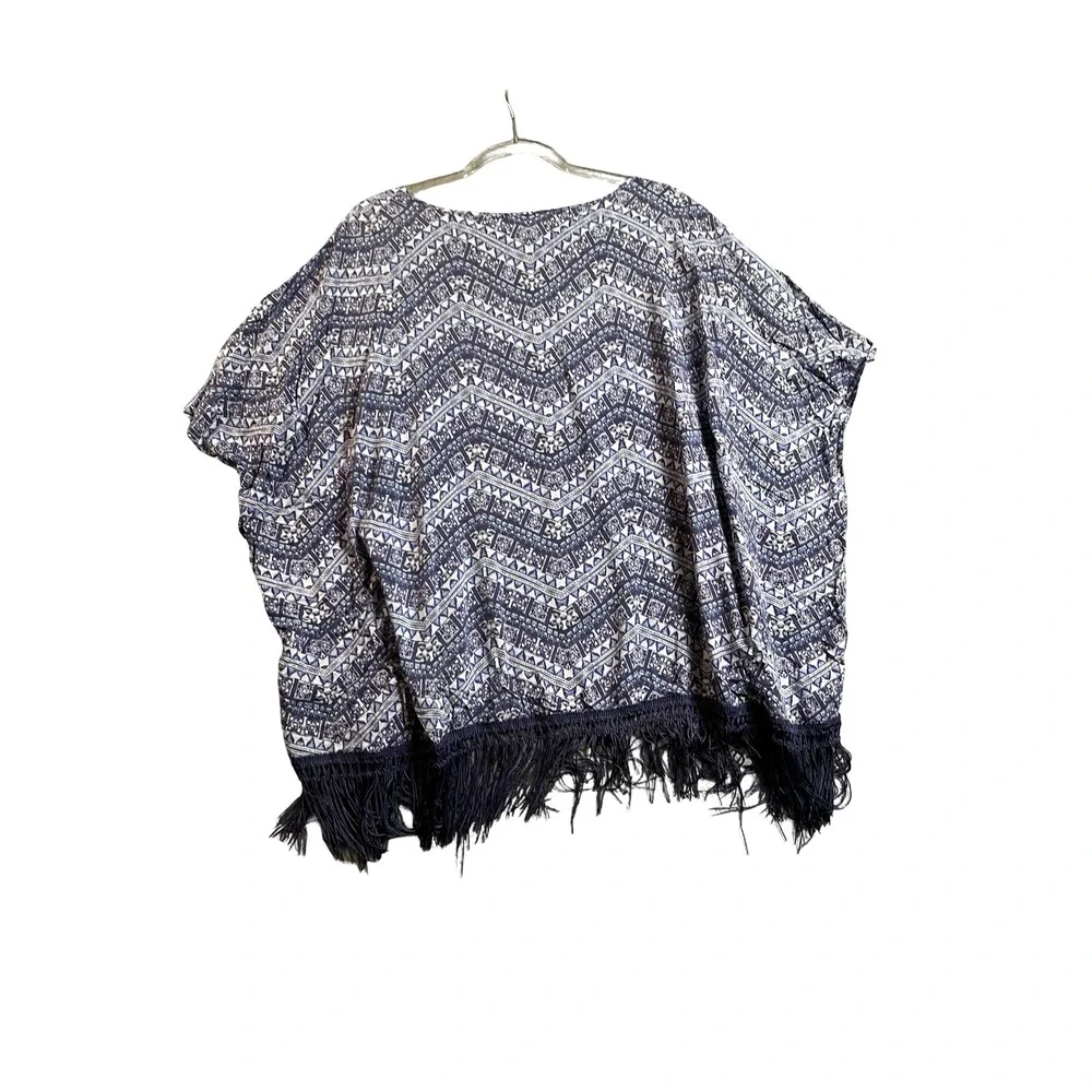 Victorias Secret Blue Geometric Fringe Kimono Wrap Swim Cover Up  XS/S